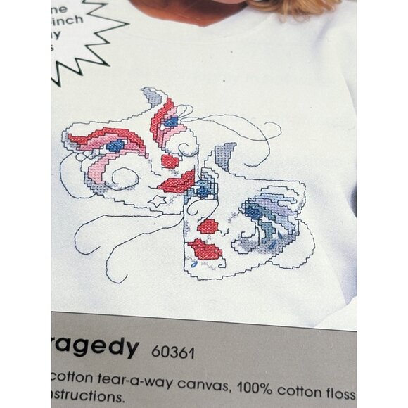 Golden Bee Wearables Comedy & Tragedy Cross Stitch Kit 10-Inch Tear-Away Canvas - Picture 2 of 5